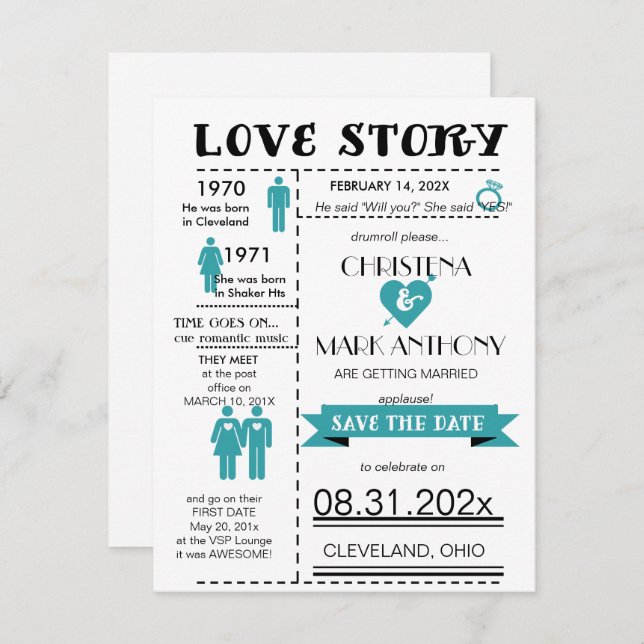 Liebe Story Ankündigung Datum freihalten (RobinsEg (Vorne/Hinten)