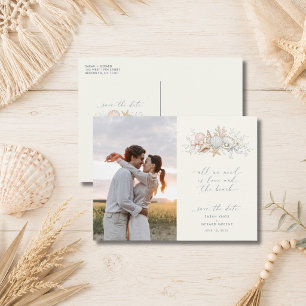 Liebe & Strand Hochzeitsfoto Save the Date Postkarte