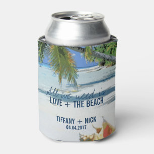Liebe + Strand Tropische Hochzeit Geschenke für Gä Dosenkühler
