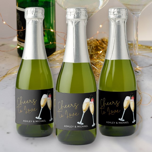 Liebe Strawberry Sparkling Weingläser m (Mini Bottle Labels from my Strawberries and Champagne bridal shower Collection)