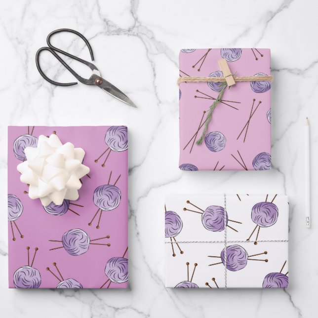 Liebe-Strickpapier Set 3 Geschenkpapier Set (Vorderseite)