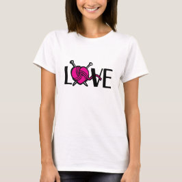 Liebe strickt rosa schwarzen grafischen Slogan T - T-Shirt