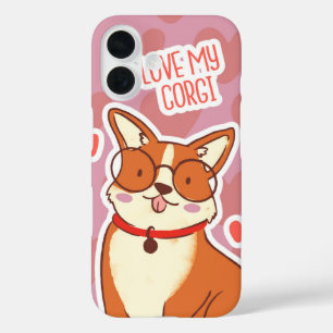 Liebe Struck Corgis Kawaii Blume iPhone 16 Hülle