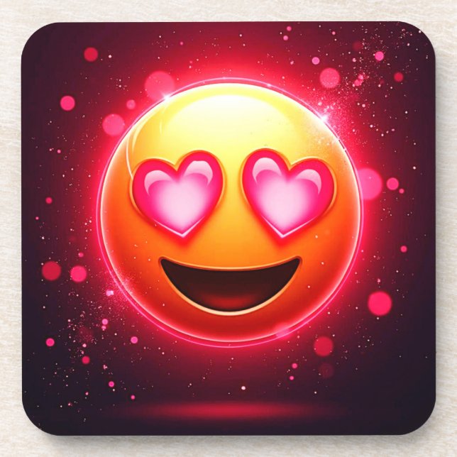 Liebe Struck Emoji Hearts Glow Getränkeuntersetzer (Vorderseite)