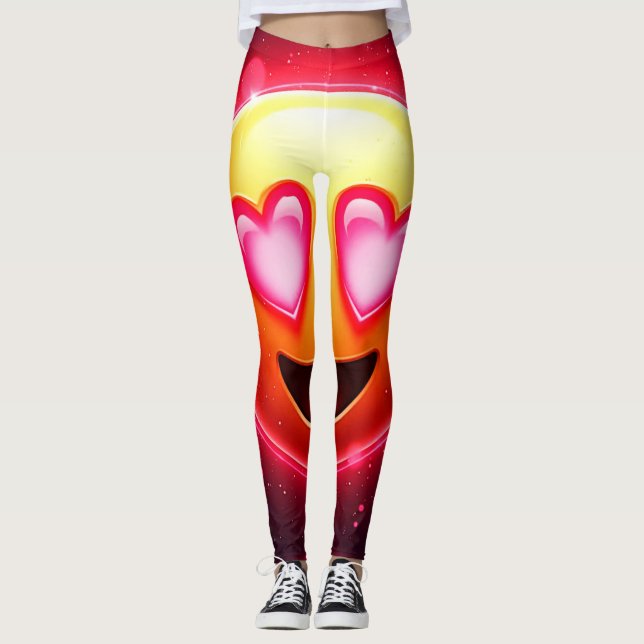 Liebe Struck Emoji Hearts Glow Leggings (Vorderseite)