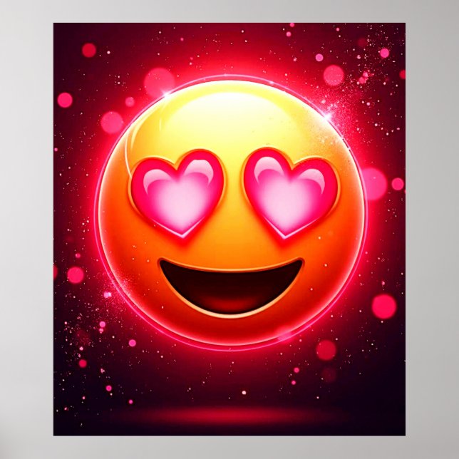 Liebe Struck Emoji Hearts Glow Poster (Vorne)