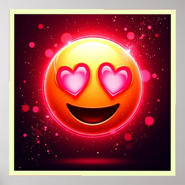 Liebe Struck Emoji Hearts Glow Poster (Vorne)