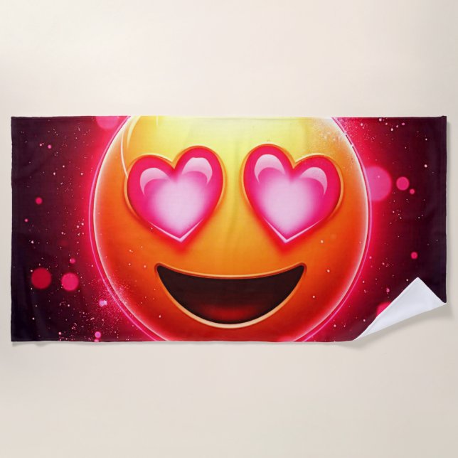 Liebe Struck Emoji Hearts Glow Strandtuch (Vorderseite)