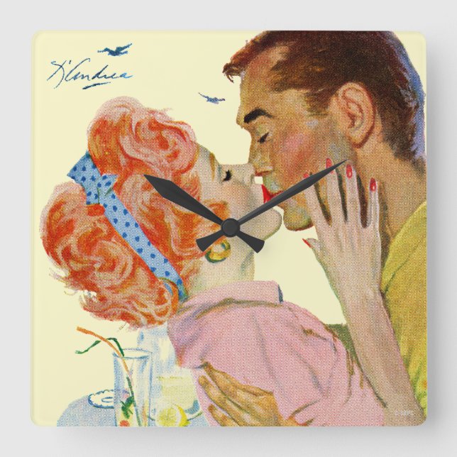 Liebe-Struck Quadratische Wanduhr (Vorderseite)