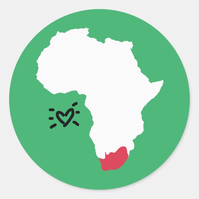 Liebe Südafrika Karte mit Herz Runder Aufkleber (Vorderseite)