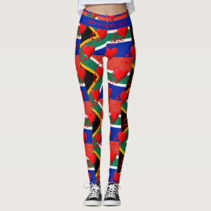LIEBE SÜDAFRIKA Rote Herzen führen Ihre RACE Custo Leggings