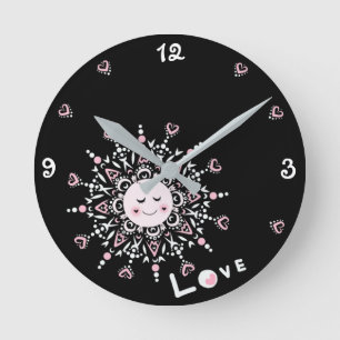 Liebe Sun Schwarze Acrylmauer Runde Wanduhr