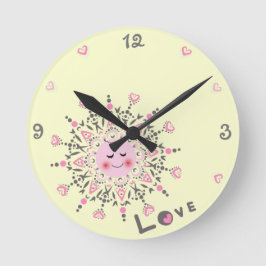 Liebe Sun Yellow Acryl Wall Clock Runde Wanduhr