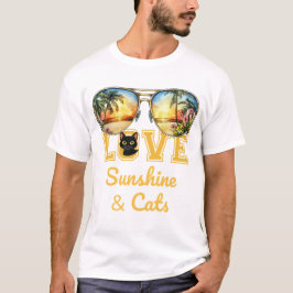 LIEBE Sunshine & Cats | Tropical Black Cat Summer T-Shirt