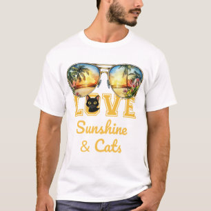 LIEBE Sunshine & Cats Tropical Black Cat Summer T-Shirt