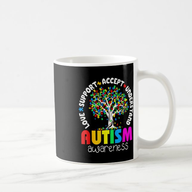 Liebe-Support-Akzeptanz für Autismus-Bewusstsein Kaffeetasse (Rechts)