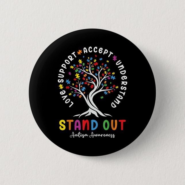 Liebe Support Akzeptieren Sie Autismus Awareness A Button (Vorderseite)