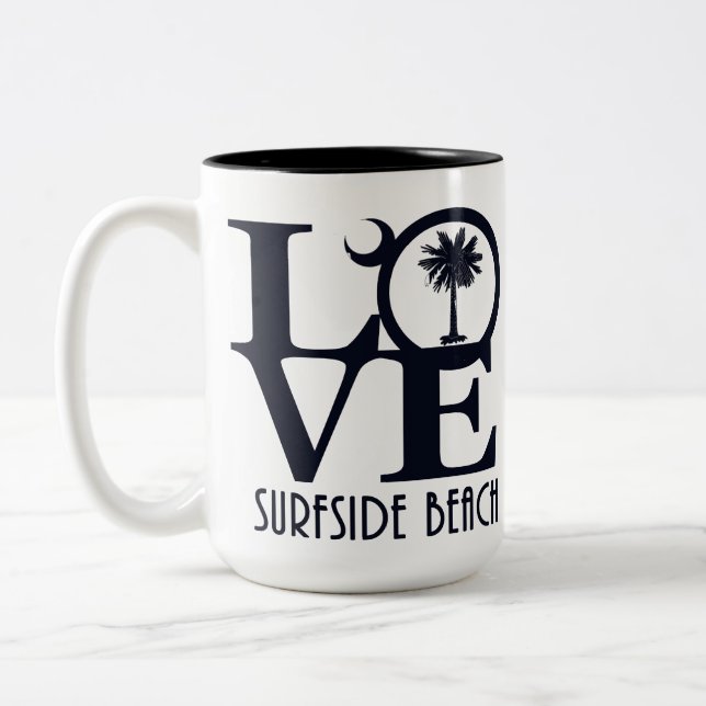 LIEBE Surfside Beach SC 15oz Zweifarbige Tasse (Links)