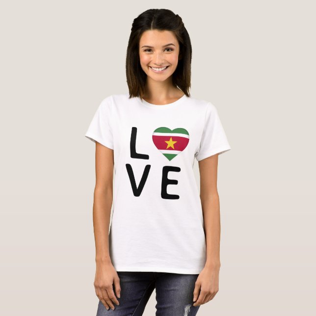 Liebe - Suriname-Flagge T-Shirt (Vorne ganz)