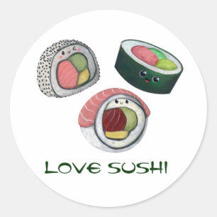 Liebe Sushi Runder Aufkleber