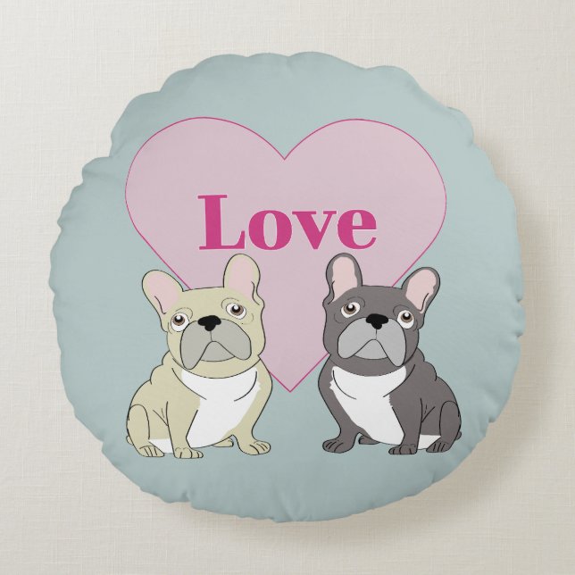 Liebe - süße Hunde Rundes Kissen (Vorderseite)