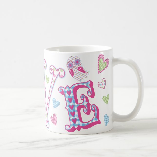Liebe-süße kleine Eulen im Gingham Tasse (Rechts)