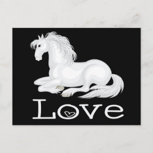 Liebe Süßes Weißes Pferd Reitsport Pferde Pony Postkarte
