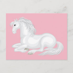 Liebe Süßes Weißes Pferd Reitsport Ponys Postkarte