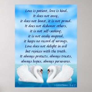Liebe Swans 1 Korinther 13 Print Poster