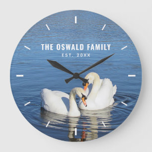 Liebe Swans Fotografieren Personalisiert Große Wanduhr