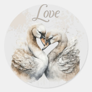 Liebe Swans Runder Aufkleber