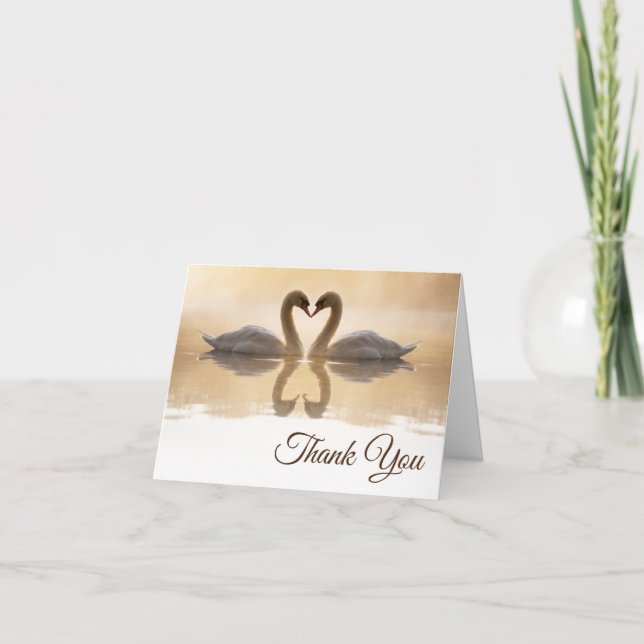 Liebe Swans Wedding Dankeskarte (Vorderseite)