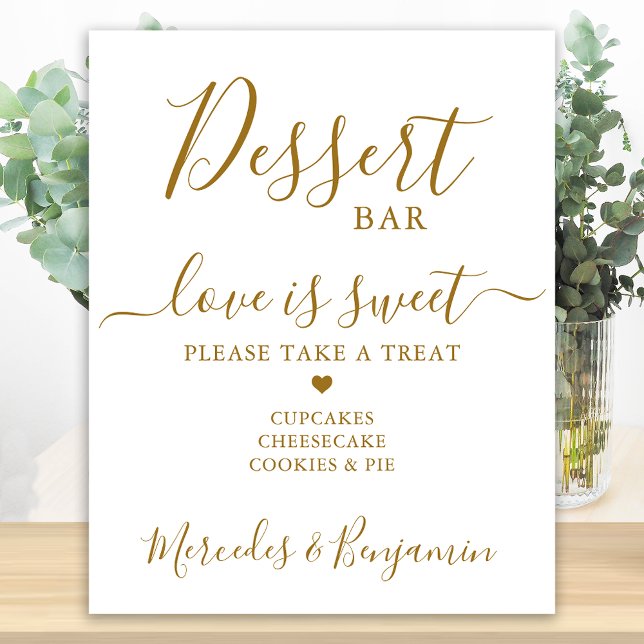 Liebe Sweet Personalisiert Gold Wedding Dessert Ba Poster (Von Creator hochgeladen)