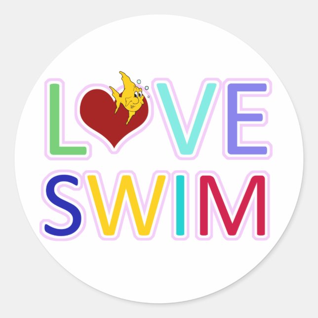 LIEBE SWIM RUNDER AUFKLEBER (Vorderseite)