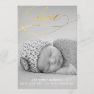 Liebe Swirl Baby Birth Announcement Foto Card Ankündigung