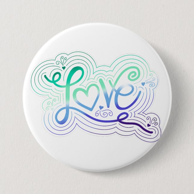 Liebe Swirl Doodle Gay Men Flag Buchstaben Button (Vorderseite)