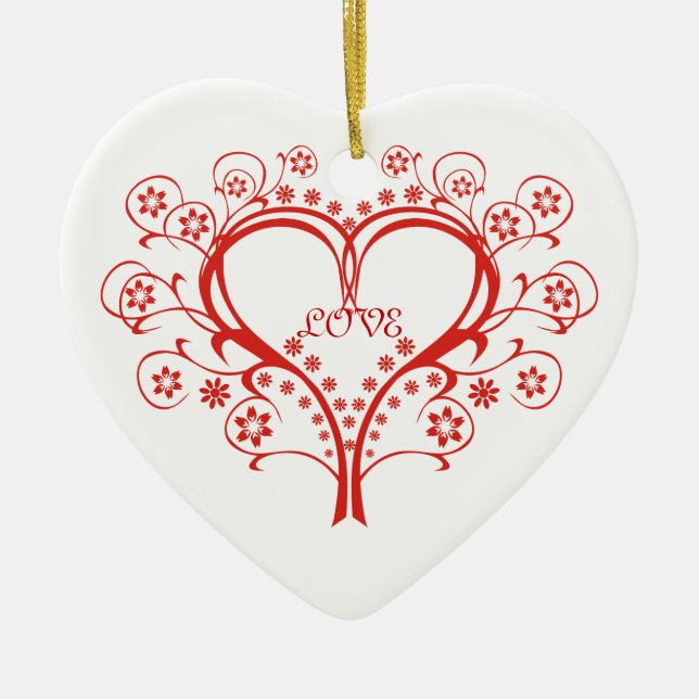 Liebe Swirl Herzlich Willkommen am Valentinstag Keramikornament (Vorne)