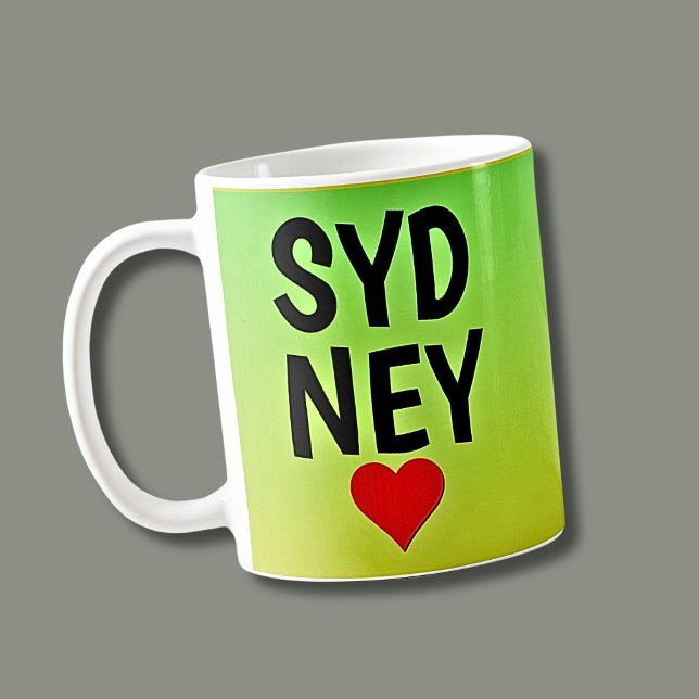 Liebe Sydney (oder Ihr Text) Herz auf Grün Gold Kaffeetasse (Von Creator hochgeladen)