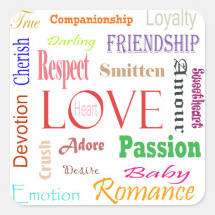 Liebe Synonyme von Shirley Taylor Quadratischer Aufkleber