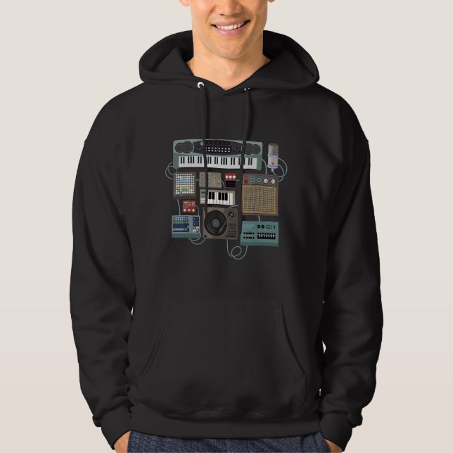 Liebe Synthesizer Liebe Drum Machine Design Idee Hoodie (Vorderseite)