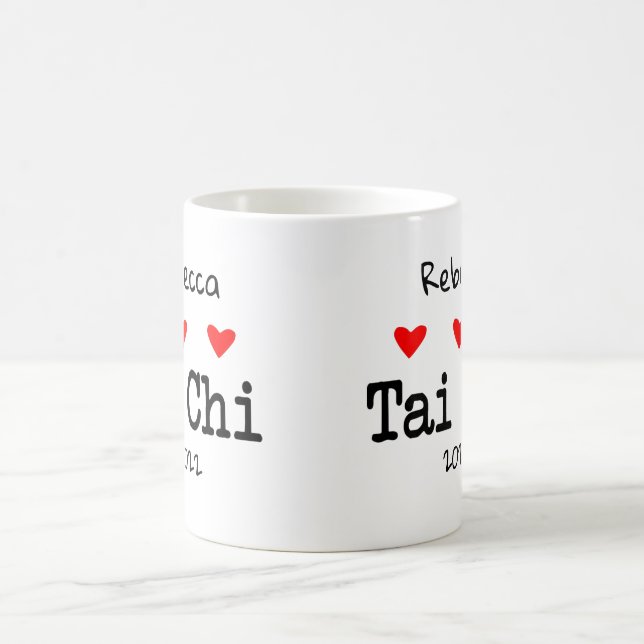 Liebe Tai Chi Funny Zitat mit Red Hearts Kaffeetasse (Mittel)