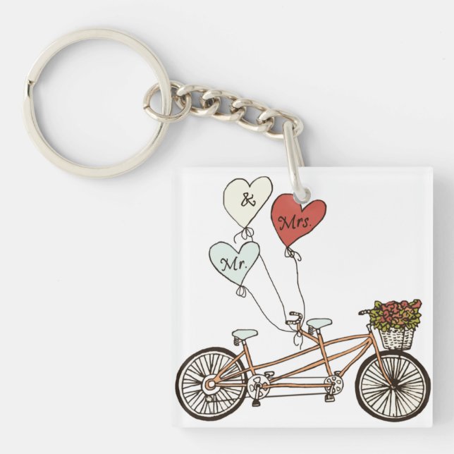 Liebe Tandembike mit Ballons Schlüsselanhänger (Vorderseite)