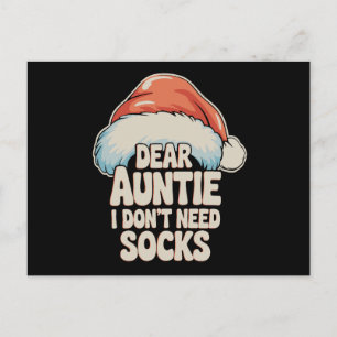 Liebe Tante ich brauche keine Socken Weihnachtsman Feiertagspostkarte
