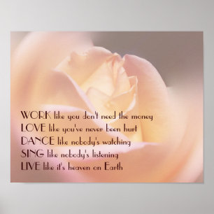 Liebe tanzt weiche Rose Inspiration Zitat Poster