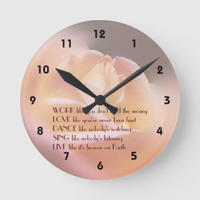 Liebe tanzt weiche Rose Inspiration Zitat  Runde Wanduhr (Vorderseite)