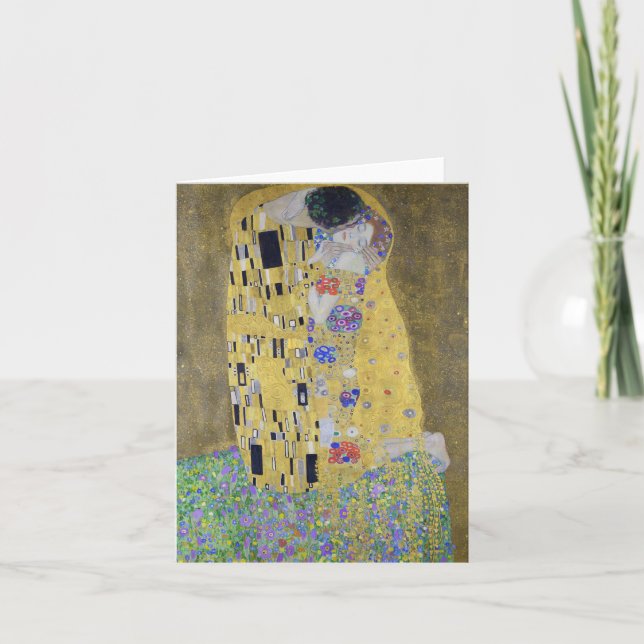 Liebe Tapestine: Ein Kuss in Gold von Klimt Valent (Vorderseite)