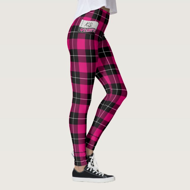 Liebe Tartan Monogramm Pink ID160 Leggings (Rechts)