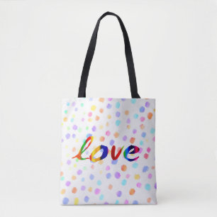 Liebe-Tasche bunt wasserfarben gemalte Punkte