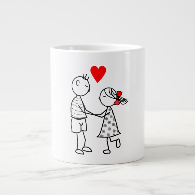 Liebe Tasse mit Niedlichem Paar - Malerei (Vorderseite)