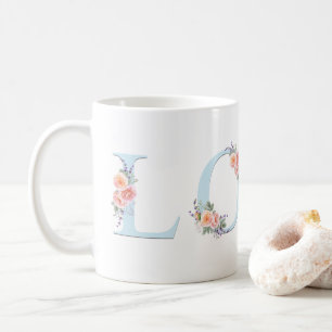 Liebe Tasse Pastel Floral Alphabet Typografie